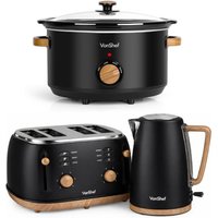 Fika Slow Cooker, Kettle and Toaster Set - Matte Black / 6.5l