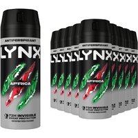 Lynx Africa Antiperspirant Aerosol Deodorant Spray 48H Sweat Protection,18x150ml - 16cm / 32cm