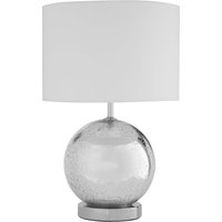 Naomi White Fabric Shade Table Lamp - Silver