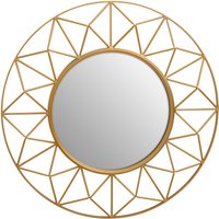 Matera Sunburst Gold Finish Metal Frame Round Wall Mirror - Gold