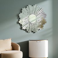 Gail 3 Panel Wall Mirror with Ash Wood Frame - Silver