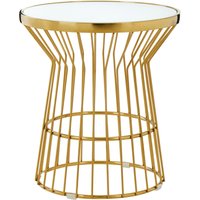 Tula Gold Finish Corset Base Side Table - Gold