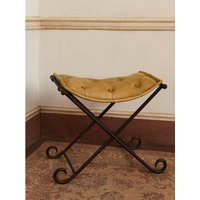 Buffalo Grey Leather And Iron Stool - Brown