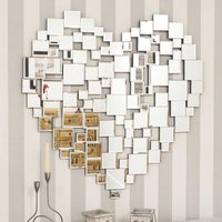 MirrorOutlet Large Beautiful Modern Heart Shape Venetian Wall Mirror - Silver