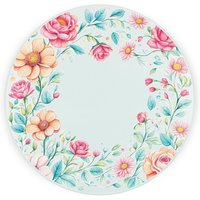 Pink Flower Border Round Worktop Protector - Textured Glass Chopping Board - Pink