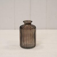 Classic Warm Grey Ribbed Glass Bottle - Grey