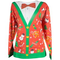 The Christmas Workshop, Christmas Long Sleeve Bow Tie Novelty Shirt - S The Christmas Workshop, Christmas Long Sleeve Bow Tie Novelty Shirt - S