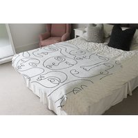 Line Drawing Of Faces Blanket - White