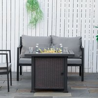 Outsunny, Square Propane Gas Fire Pit Table, 50000 BTU - Black Outsunny, Square Propane Gas Fire Pit Table, 50000 BTU - Black