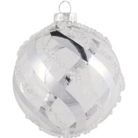 Midnight Fantasy, Clear Silver Swirl Embellished Bauble - Silver Midnight Fantasy, Clear Silver Swirl Embellished Bauble - Silver