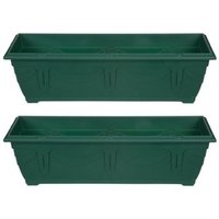 Green Venetian Patio Trough Large Plastic Garden Planter Pot 60cm - Green / 2