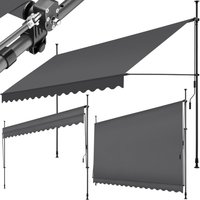 No-Drill Retractable Awning - Black/Grey / 400cm