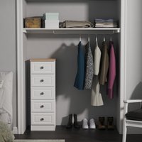 Norfolk Fully Assembled 5 Drawer Bedside Cabinet - White Ash & Bardolino Oak
