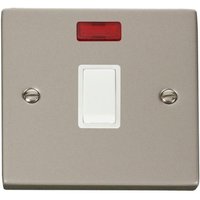 Pearl Nickel 1 Gang 20A DP Switch With Neon - White
