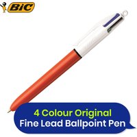 BIC 4 Colour Fine Point Ballpoint Pen 0.8 mm Pack of 1 - black, blue, red, and green