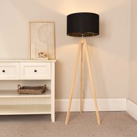Jackson Tripod Floor Lamp with Drum Shade - Black / Bulb Included
