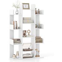 Tree Bookshelf Bookcase with 13 Open Shelves - White