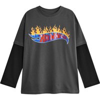Hot Wheels Flame Logo Kids Long Sleeved T-Shirt - Grey / 5-6 Years