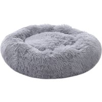 Round Plush Dog Bed - Light Grey / 70cm