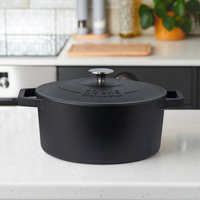 26cm Cast Iron Casserole Dish - Black