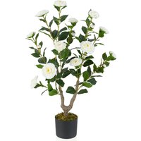 90cm Artificial Camellia Tree - White
