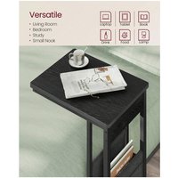 VASAGLE C-Shaped Side Table with Storage Bag - Black