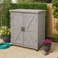 Small Wooden Garden Storage Cabinet - Grey