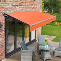 Half Cassette Garden Patio Charcoal Frame Awning 2.5m - Terracotta