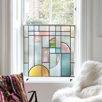 Furore Art Deco Stained Glass Privacy Window Film - Pink / 70cm