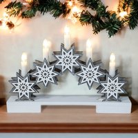 Natural Festive Wood LED Light Up Christmas Candle Arch With stars - White / 3.2cm