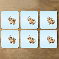 Comic cartoon pop art retro Designer Coaster Set - Blue