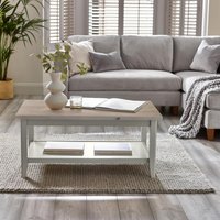 Eden Farmhouse Cream Oak Rectangular Coffee Table - White / 60cm