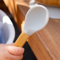 14cm Children's Bamboo Silicone Tip Spoons Pack of 2 - Grey