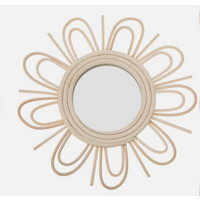 Rattan Wall Mirror Flower - Natural rattan / RattanWoodGlass