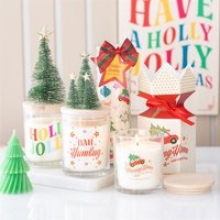 Bah Humbug Orange Clove Glass Candle Festive Christmas Gift - White