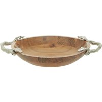Vine Acacia Wood Serving Bowl - Brown