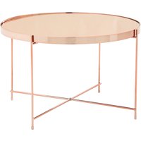 Allure Large Pink Mirror Side Table - Gold