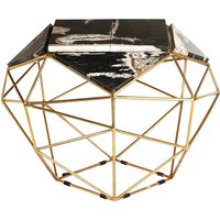 Relic Dark Petrified Wood Side Table - Gold
