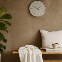 Minimalist Round Wall Clock Metal Frame - White