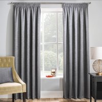 Matrix Grey Silver Tape-Top Thermal Noise Reducing Dim Out Curtains - Grey / 183cm / 168cm