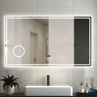 Dimmable LED Bathroom Mirror with Bluetooth Speaker - White / 100cm