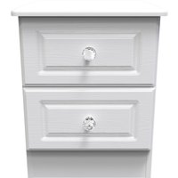 Crystal Ready Assembled 2 Drawer Bedside Cabinet - White Matt