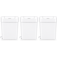 22L Sanitary Waste White Bin with Foot Pedal Slimline Feminine Hygiene Bin x3