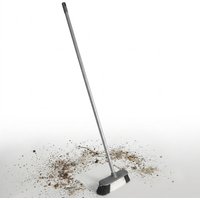 2 x Metallic Grey 3pcs Indoor Sweeping Broom With Metal Handle