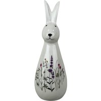 Four Candle Tall Meadow Rabbit Ceramic Decoration 19.8cm in White