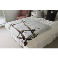 Japanese Painting Of Bamboo Blanket - White