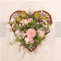 Heart-Shaped Floral Wreath - Pink Red