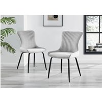 Palma Black High Gloss Round Dining Table and 6 Nora Black Leg Chairs - Light Grey