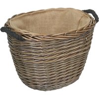 Oval Hessian Lined Log Baskets - Brown / 39cm