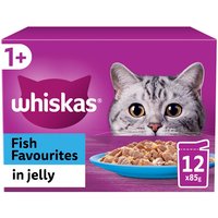 Whiskas, Whiskas 1+ Pouches in Jelly - Fish Favourites / 12 Whiskas, Whiskas 1+ Pouches in Jelly - Fish Favourites / 12